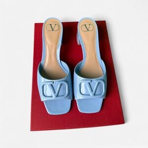 SOLD 

Valentino Women's Light Blue Heeled Slides